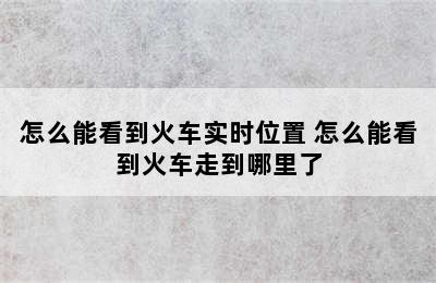 怎么能看到火车实时位置 怎么能看到火车走到哪里了